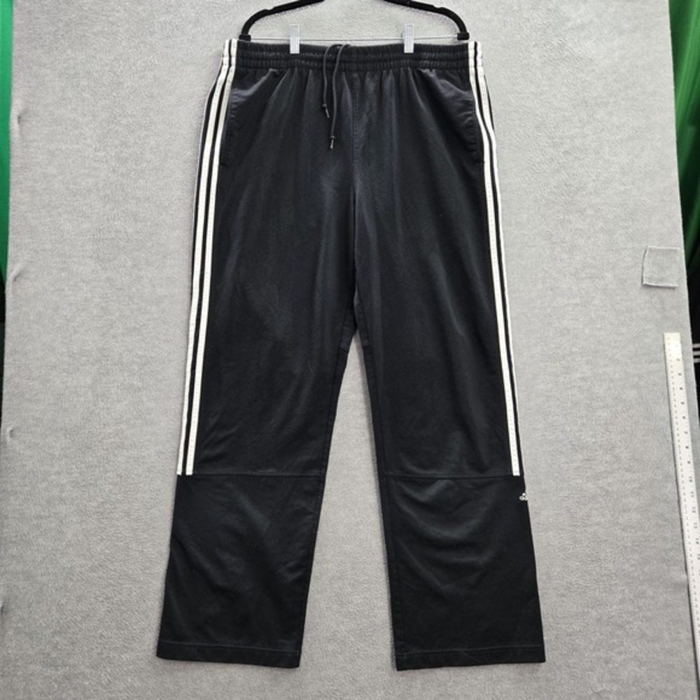 Adidas Men Activewear Pants XL Black Y2K‎ Track Striped Logo 30" Inseam